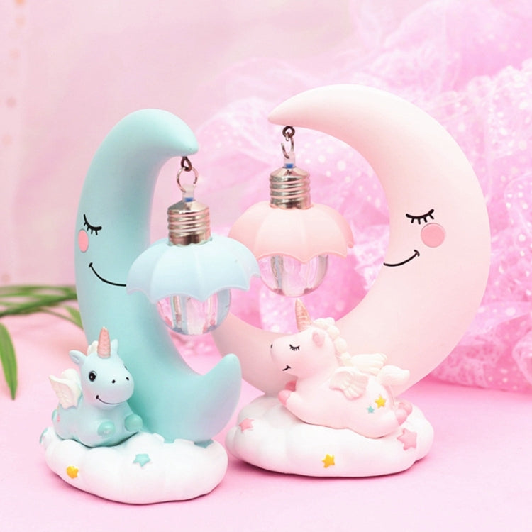 Mond Harz Cartoon Romantische Schlafzimmer Dekor Nacht Lampe Baby Kinder Geburtstag Weihnachten Geschenk, Blau, Rosa