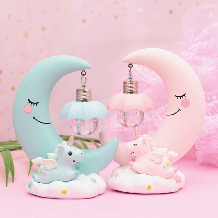 Mond Harz Cartoon Romantische Schlafzimmer Dekor Nacht Lampe Baby Kinder Geburtstag Weihnachten Geschenk, Blau, Rosa