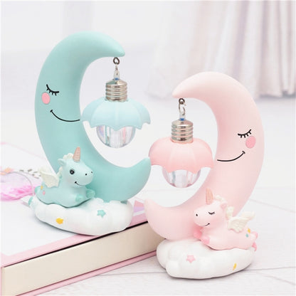 Mond Harz Cartoon Romantische Schlafzimmer Dekor Nacht Lampe Baby Kinder Geburtstag Weihnachten Geschenk, Blau, Rosa