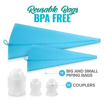 106-in-1-Tortendrehteller-Set, Edelstahl, Dekorationsmund, Kuchendekorations-Backwerkzeug, 106 Teile/Set, Lila, 106 Teile/Set, Blau