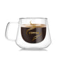 Doppelwandiger Becher, Bürobecher, wärmeisolierend, doppelter Kaffeebecher, Kaffeeglasbecher, beschriftet, ohne Etikett