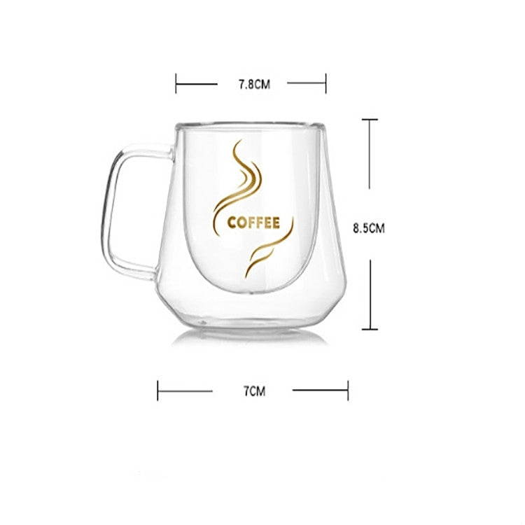 Doppelwandiger Becher, Bürobecher, wärmeisolierend, doppelter Kaffeebecher, Kaffeeglasbecher, beschriftet, ohne Etikett