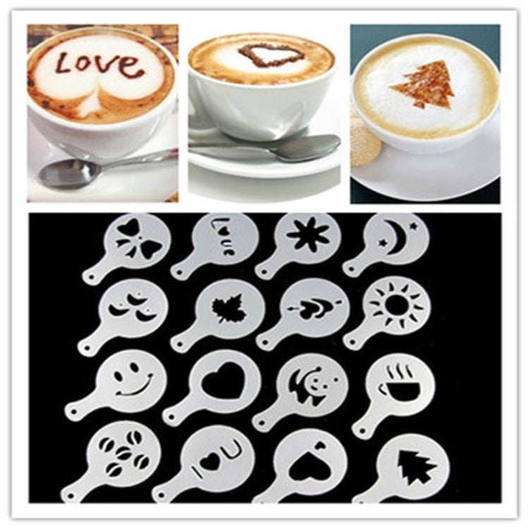 32 PCS Kaffee Schablone Filter Kaffeemaschine Cappuccino Form Vorlagen Streublumen Pad Spray Kunst Backen Werkzeuge, 32 PCS
