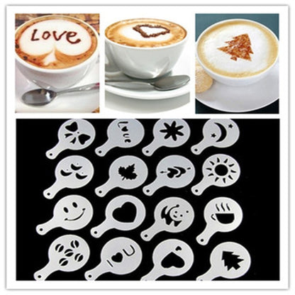 32 PCS Kaffee Schablone Filter Kaffeemaschine Cappuccino Form Vorlagen Streublumen Pad Spray Kunst Backen Werkzeuge, 32 PCS