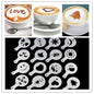 32 PCS Kaffee Schablone Filter Kaffeemaschine Cappuccino Form Vorlagen Streublumen Pad Spray Kunst Backen Werkzeuge, 32 PCS
