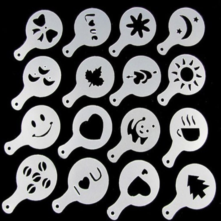 32 PCS Kaffee Schablone Filter Kaffeemaschine Cappuccino Form Vorlagen Streublumen Pad Spray Kunst Backen Werkzeuge, 32 PCS