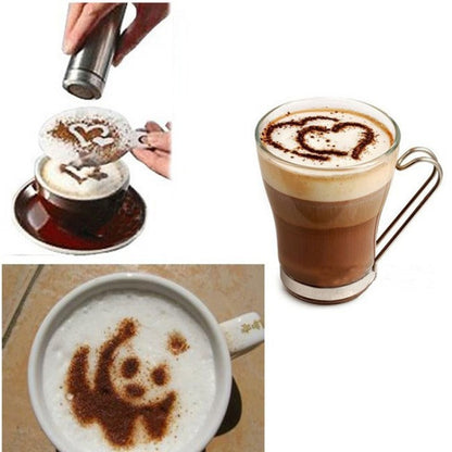 32 PCS Kaffee Schablone Filter Kaffeemaschine Cappuccino Form Vorlagen Streublumen Pad Spray Kunst Backen Werkzeuge, 32 PCS