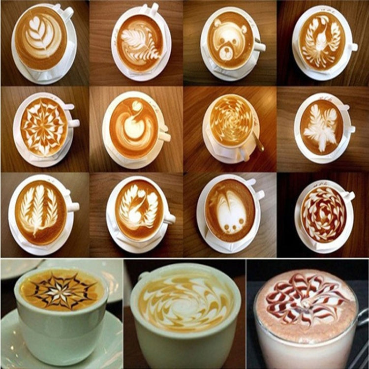 32 PCS Kaffee Schablone Filter Kaffeemaschine Cappuccino Form Vorlagen Streublumen Pad Spray Kunst Backen Werkzeuge, 32 PCS