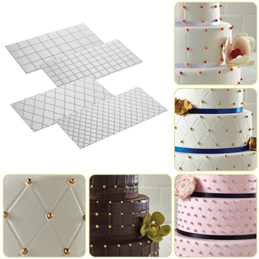 2 Sets DIY Kuchen Form Wexture Fondant Druck Form, Plaid muster, Rolle rattan