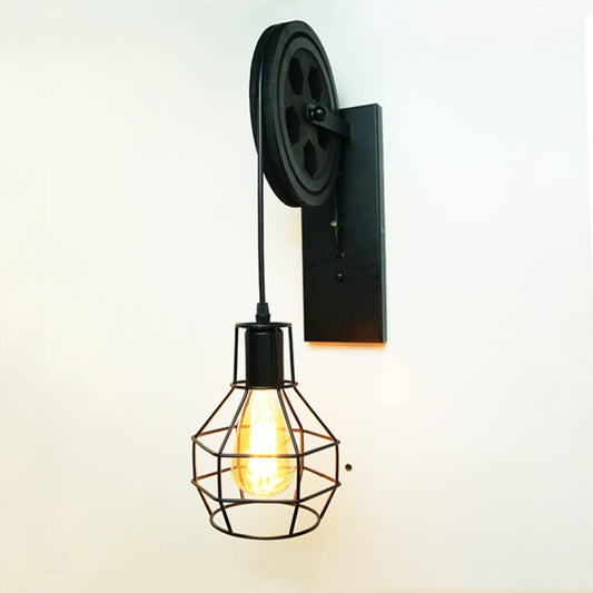 40W Grenade Retro Wrought Iron Pulley Lifting Wall Lamp Corridor Aisle Porch Wall Lamp
