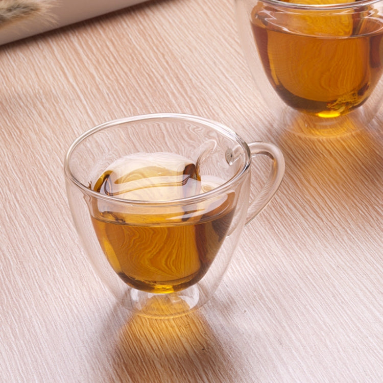 Herzförmige doppelwandige Glasbecher, beständige transparente Teetassen