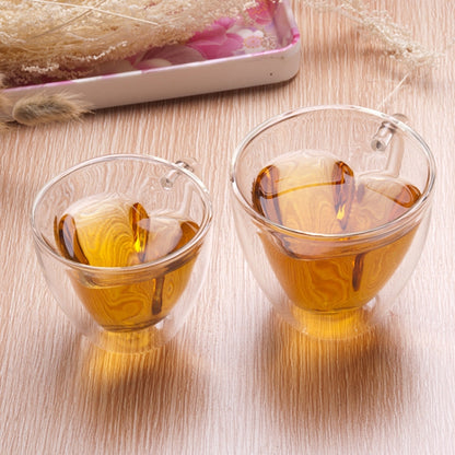 Herzförmige doppelwandige Glasbecher, beständige transparente Teetassen