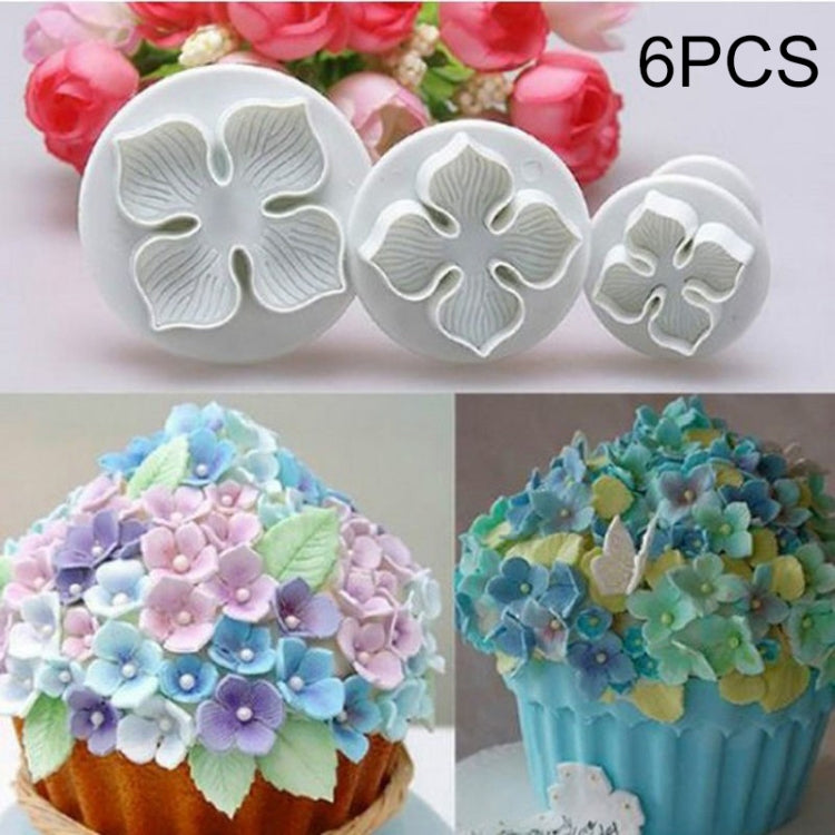 2 Set Silikon Hortensien Fondant Kuchen Dekorieren Blume Blossom Form, 3 PCS Hortensien