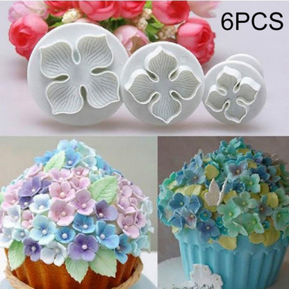 2 Set Silikon Hortensien Fondant Kuchen Dekorieren Blume Blossom Form, 3 PCS Hortensien