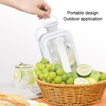 2 in 1 Round Ice Cube Mold Portable Ice Ball Maker Bottle Kettle with Lid White, 17 Grid