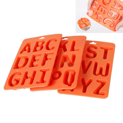 AZ 3-teiliges Buchstaben-Eiswürfel-Set aus Silikon, 3-in-1-Buchstabenschale (Orange)