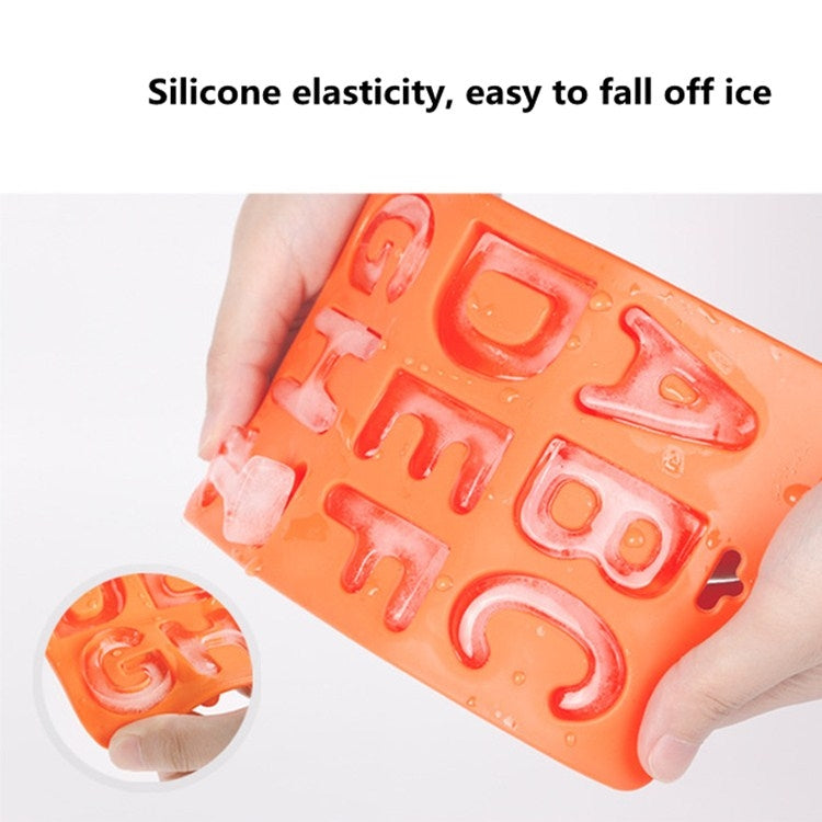 AZ 3-teiliges Buchstaben-Eiswürfel-Set aus Silikon, 3-in-1-Buchstabenschale (Orange)