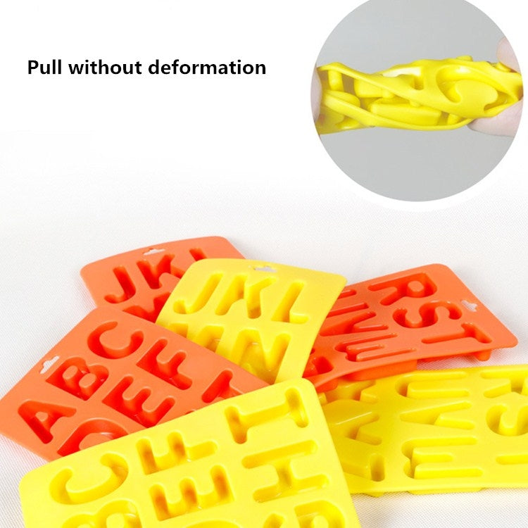AZ 3-teiliges Buchstaben-Eiswürfel-Set aus Silikon, 3-in-1-Buchstabenschale (Orange)
