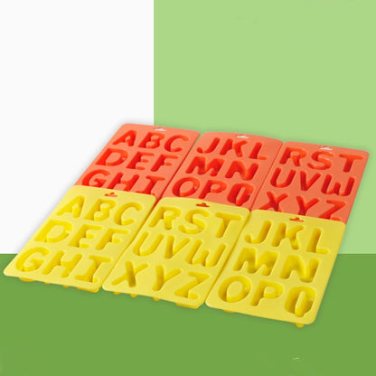 AZ 3-teiliges Buchstaben-Eiswürfel-Set aus Silikon, 3-in-1-Buchstabenschale (Orange)