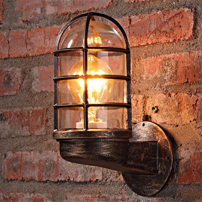 Retro Industrielle Käfig Wandlampe Dachboden Innenbeleuchtung Eisen Kupfer Wandlampe ohne Glühbirne, Schwarz, Bronze