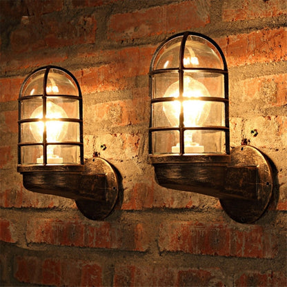 Retro Industrielle Käfig Wandlampe Dachboden Innenbeleuchtung Eisen Kupfer Wandlampe ohne Glühbirne, Schwarz, Bronze