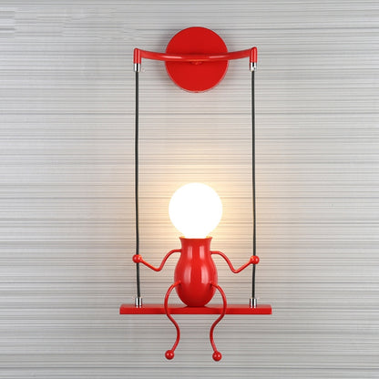 E27 LED Persönlichkeit Kreative Retro Schmiedeeisen Bösewicht Wandleuchte ohne Glühbirne, Weiß, Rot, Schwarz