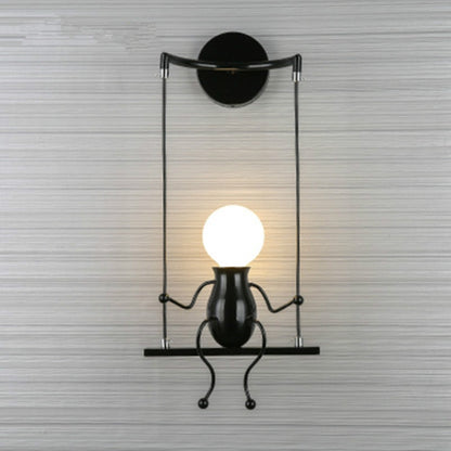 E27 LED Persönlichkeit Kreative Retro Schmiedeeisen Bösewicht Wandleuchte ohne Glühbirne, Weiß, Rot, Schwarz