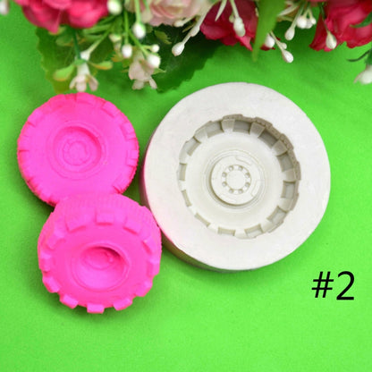 2 PCS DIY Tires Shape Sugar Craft Cake Silicone Mold Fondant Baking Decorating Tools Random Color Delivery, Size 1, Size 2, Size 4