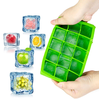15 Grids DIY Big Ice Cube Mold Quadratische Form Silikon Eis Tablett Obst Eismaschine