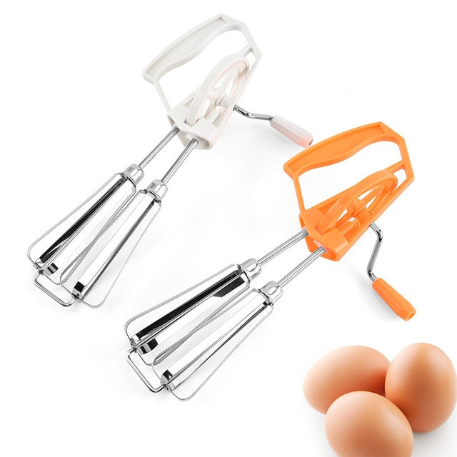 Doppelrotations-Handschneebesen, Eierschläger, Küchenmixer aus Edelstahl, Lieferung in zufälliger Farbe