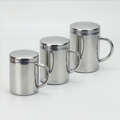 304 Edelstahl-Doppelisolierung, Becher für Kaffee, Getränke, Milch, Wasser, langlebiger Trinkbecher mit Deckel, 304 Edelstahl 200 ml, 304 Edelstahl 300 ml, 304 Edelstahl 400 ml
