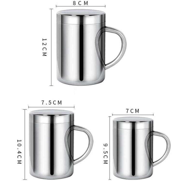 304 Edelstahl-Doppelisolierung, Becher für Kaffee, Getränke, Milch, Wasser, langlebiger Trinkbecher mit Deckel, 304 Edelstahl 200 ml, 304 Edelstahl 300 ml, 304 Edelstahl 400 ml