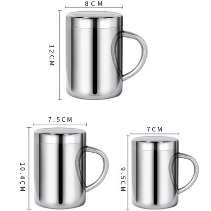 304 Edelstahl-Doppelisolierung, Becher für Kaffee, Getränke, Milch, Wasser, langlebiger Trinkbecher mit Deckel, 304 Edelstahl 200 ml, 304 Edelstahl 300 ml, 304 Edelstahl 400 ml