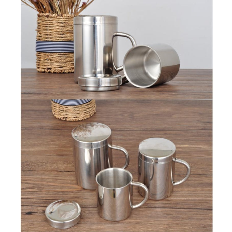 304 Edelstahl-Doppelisolierung, Becher für Kaffee, Getränke, Milch, Wasser, langlebiger Trinkbecher mit Deckel, 304 Edelstahl 200 ml, 304 Edelstahl 300 ml, 304 Edelstahl 400 ml