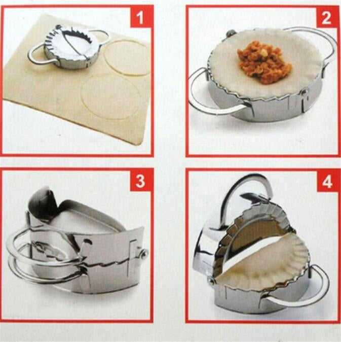 Teigtaschenformer aus Edelstahl, Teigschneider, Teigtaschenform, Küchenzubehör, Gebäckwerkzeuge, groß 9,7 cm mit weißer Box, klein 7,7 cm mit weißer Box, 8,3 Teigtaschen-Rundmesser, 7,3 Teigtaschen-Rundmesser