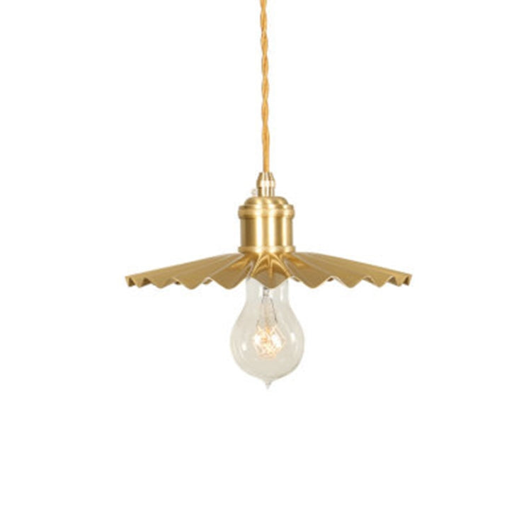Vintage Nostalgic Brass Pleated Chandelier, with 5W White Light LED Pure Copper Single Head, with 5W Warm White Light LED Pure Copper Single Head, with 5W Three-Color Light LED Pure Copper Single Head, without Light Source Pure Copper Single Head