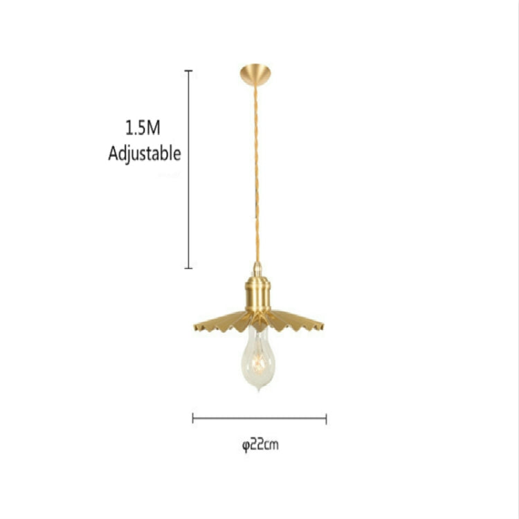 Vintage Nostalgic Brass Pleated Chandelier, with 5W White Light LED Pure Copper Single Head, with 5W Warm White Light LED Pure Copper Single Head, with 5W Three-Color Light LED Pure Copper Single Head, without Light Source Pure Copper Single Head