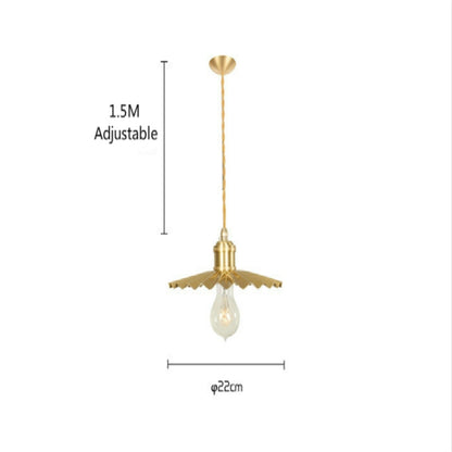 Vintage Nostalgic Brass Pleated Chandelier, with 5W White Light LED Pure Copper Single Head, with 5W Warm White Light LED Pure Copper Single Head, with 5W Three-Color Light LED Pure Copper Single Head, without Light Source Pure Copper Single Head