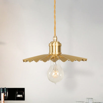 Vintage Nostalgic Brass Pleated Chandelier, with 5W White Light LED Pure Copper Single Head, with 5W Warm White Light LED Pure Copper Single Head, with 5W Three-Color Light LED Pure Copper Single Head, without Light Source Pure Copper Single Head