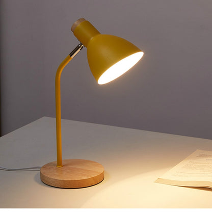 E27-Knopfschalter, Holz-Tischlampe, Metallschirm, Schreibtischlampe, Nachttischlampe, Leselampe, Heimdeko, normale Glühbirne, 9-W-LED-Weißlicht, 9-W-LED, 3-Farben-Dimmung