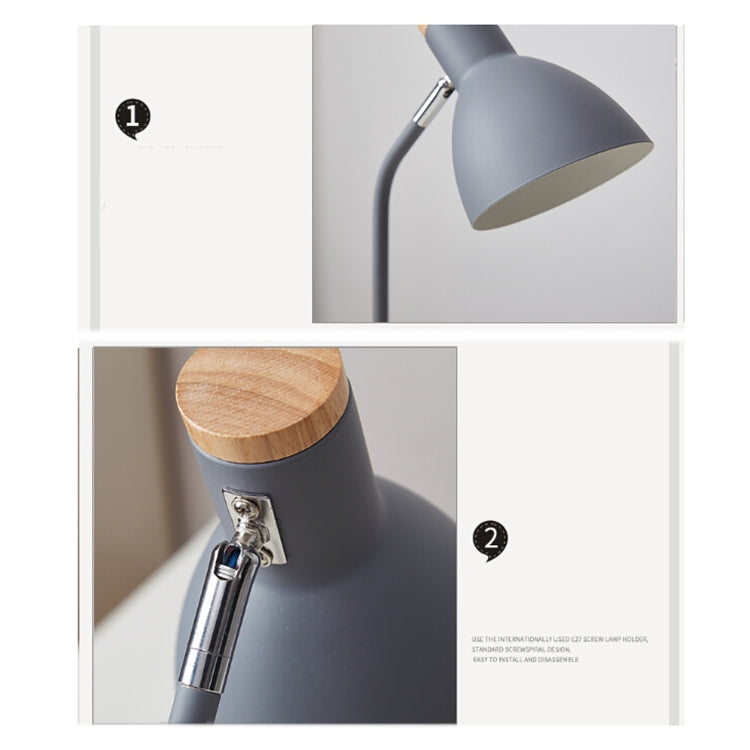 E27-Knopfschalter, Holz-Tischlampe, Metallschirm, Schreibtischlampe, Nachttischlampe, Leselampe, Heimdeko, normale Glühbirne, 9-W-LED-Weißlicht, 9-W-LED, 3-Farben-Dimmung