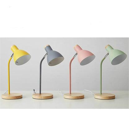E27-Knopfschalter, Holz-Tischlampe, Metallschirm, Schreibtischlampe, Nachttischlampe, Leselampe, Heimdeko, normale Glühbirne, 9-W-LED-Weißlicht, 9-W-LED, 3-Farben-Dimmung