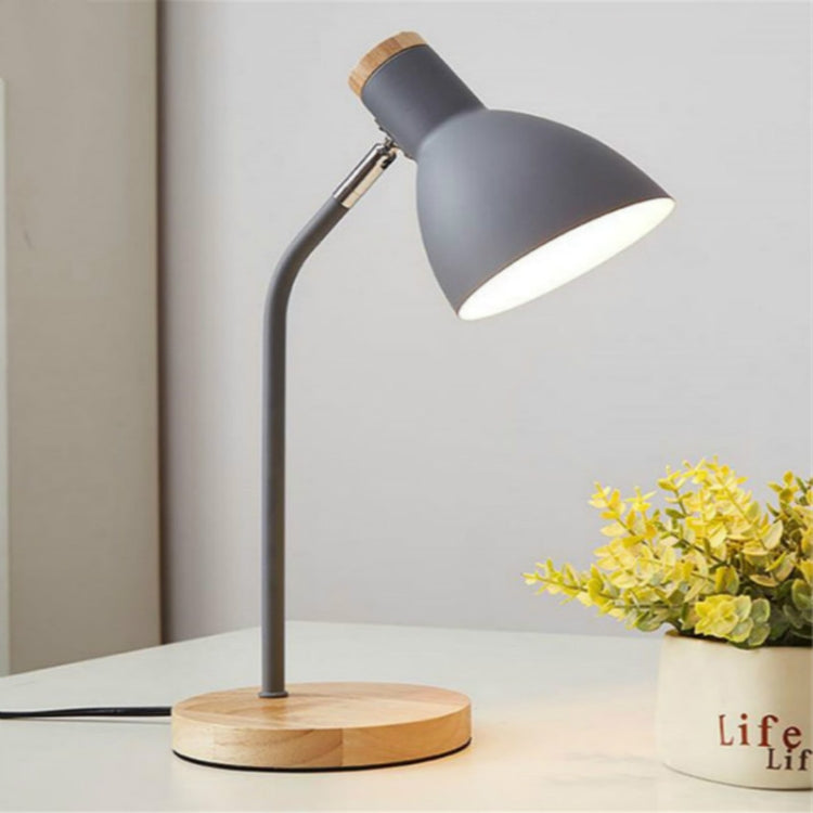 E27-Knopfschalter, Holz-Tischlampe, Metallschirm, Schreibtischlampe, Nachttischlampe, Leselampe, Heimdeko, normale Glühbirne, 9-W-LED-Weißlicht, 9-W-LED, 3-Farben-Dimmung