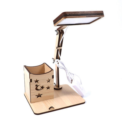 Holz-Multifunktions-Touch-USB-Stifthalter-Schreibtischlampe, Studenten-Desktop-Lade-Leselampe, LED-Augenschutz-Tischlampe, USB-Stecker ohne Batterie, USB-Lade-eingebauter Akku