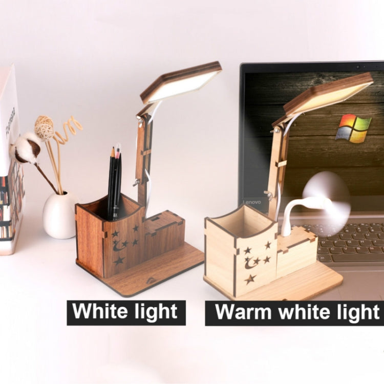 Holz-Multifunktions-Touch-USB-Stifthalter-Schreibtischlampe, Studenten-Desktop-Lade-Leselampe, LED-Augenschutz-Tischlampe, USB-Stecker ohne Batterie, USB-Lade-eingebauter Akku