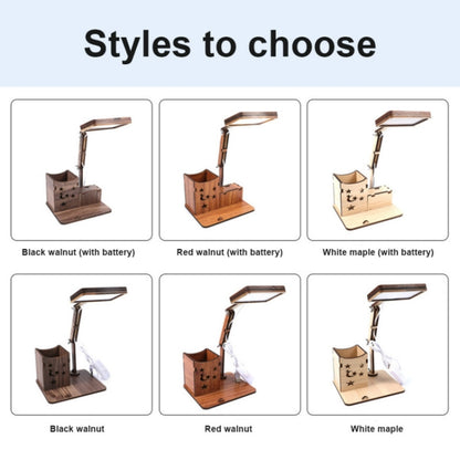 Holz-Multifunktions-Touch-USB-Stifthalter-Schreibtischlampe, Studenten-Desktop-Lade-Leselampe, LED-Augenschutz-Tischlampe, USB-Stecker ohne Batterie, USB-Lade-eingebauter Akku