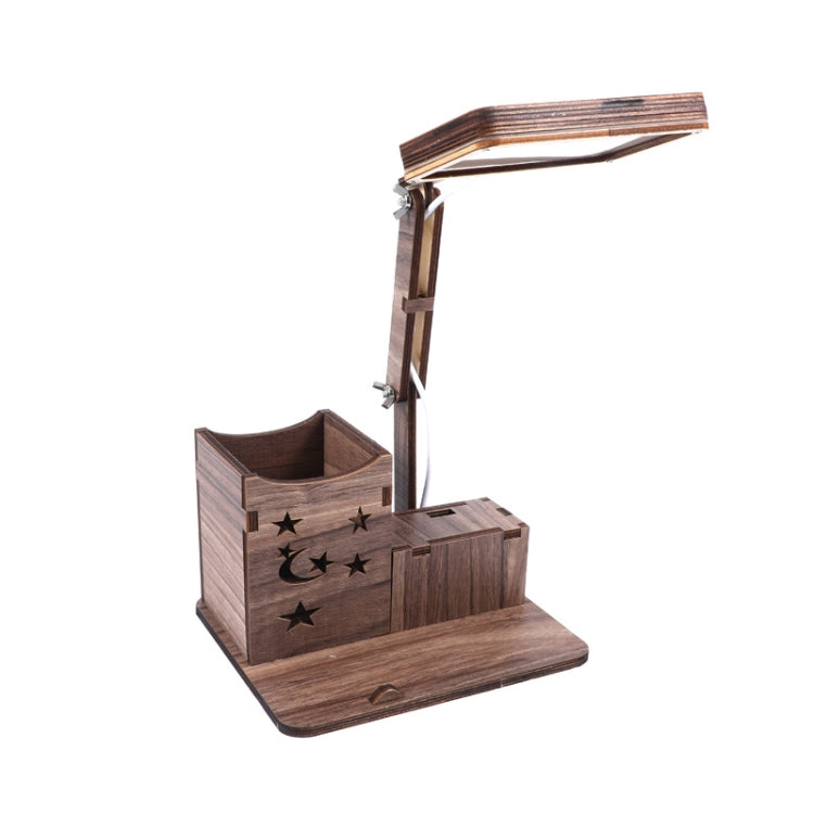Holz-Multifunktions-Touch-USB-Stifthalter-Schreibtischlampe, Studenten-Desktop-Lade-Leselampe, LED-Augenschutz-Tischlampe, USB-Stecker ohne Batterie, USB-Lade-eingebauter Akku