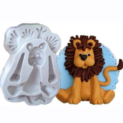 2 Stück 3D-Silikonformen in Tierform für Fondantkuchen und Kekse, 3D-Tierform (Löwe), 3D-Tierform (Giraffe)