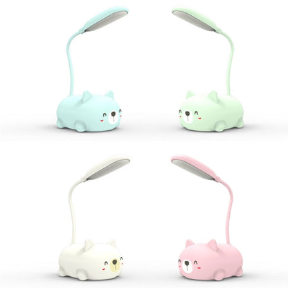 LED-Leselampe mit Augenschutz im Cartoon-Katzen-Design, wiederaufladbar über USB, Blau, Weiß, Grün, Rosa