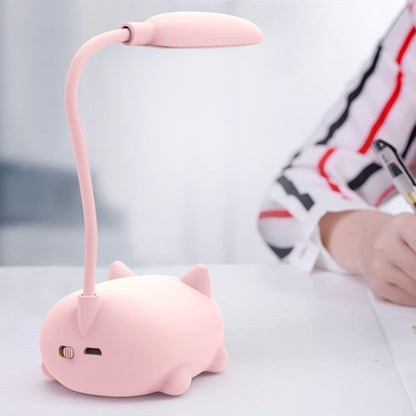 LED-Leselampe mit Augenschutz im Cartoon-Katzen-Design, wiederaufladbar über USB, Blau, Weiß, Grün, Rosa